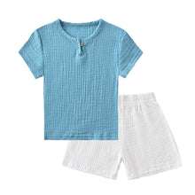 Załaduj obraz do przeglądarki galerii, Summer Children Clothes Sets Linen Sports Clothes For Baby Girl Boy Clothing Sets T-shirts+Shorts 2 Piece Kids 1-6Years Clothing
