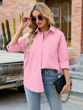 Załaduj obraz do przeglądarki galerii, Women&#39;s Cotton Shirt Blouse Women 2023 Elegant Spring Candy Colors Basic Top Turn-down Collar Long Sleeve Solid Button Blouses
